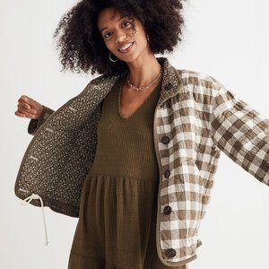 Madewell Quilted Gingham Reversible Jacket in Campden Daisies. Medium. NWOT.